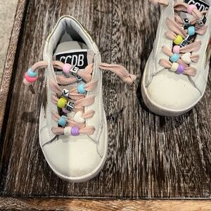 Kids White Sneakers with Colorful Beads